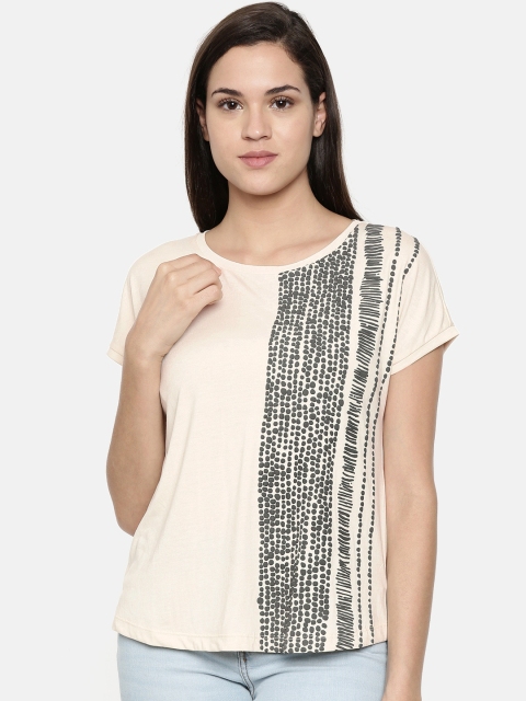 

Vero Moda Women Beige & Grey Printed Regular Top