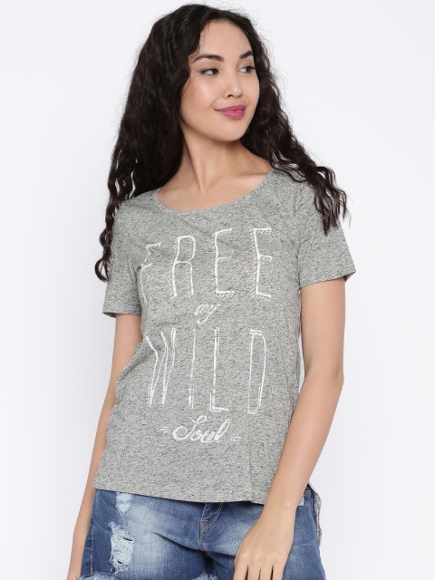 

Vero Moda Women Grey Melange Printed Top