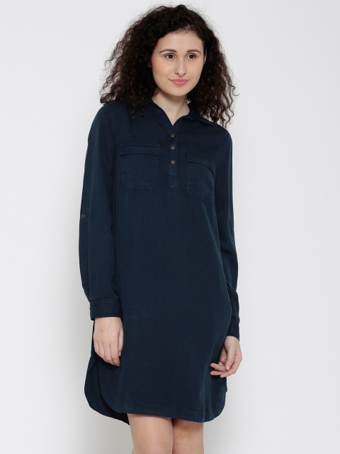 

Vero Moda Women Navy Solid Shirt Dress, Navy blue
