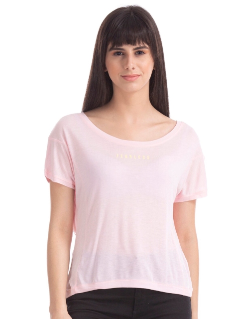 

Sugr Pink & Gold-Toned Typography Printed Top