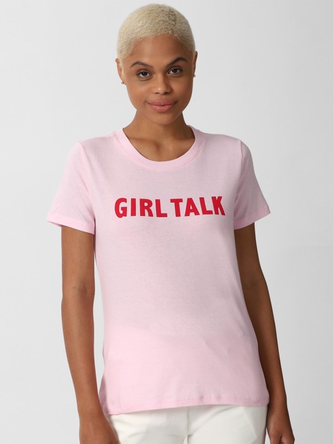

FOREVER 21 Women Pink Printed T-shirt