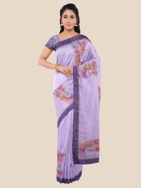 

KLM Fashion Mall Violet & Red Floral Saree
