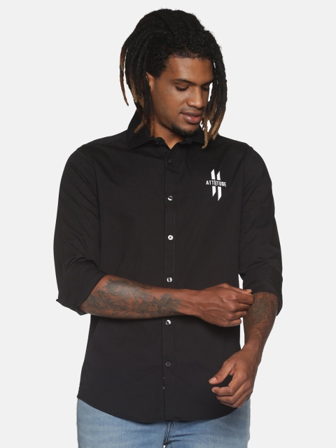 

ATTIITUDE Men Black & White Slim Fit Opaque Printed Casual Shirt