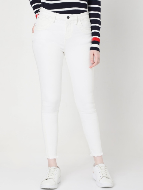

Vero Moda Men White Skinny Fit High-Rise Jeans