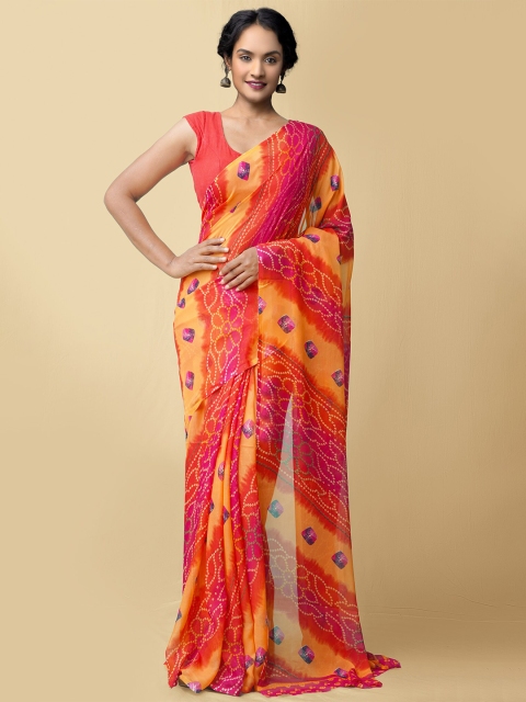 

Unnati Silks Women Red & Yellow Printed Georgette Saree