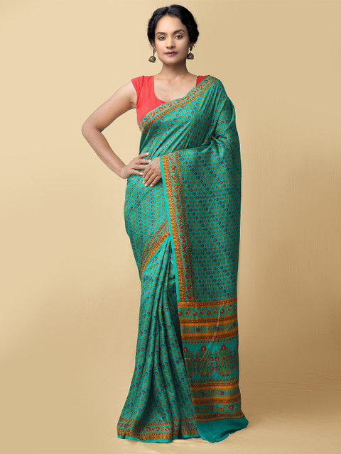 

Unnati Silks Women Green & Red Pure Handloom Bangalore Silk Sustainable Saree