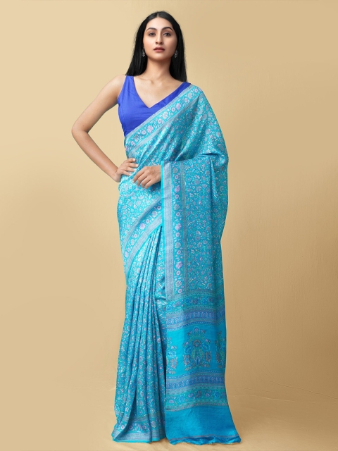 

Unnati Silks Women Blue Pure Handloom Bangalore Silk Sustainable Saree