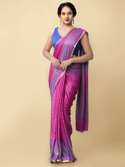 

Unnati Silks Women Pink Printed Art Chiffon Saree