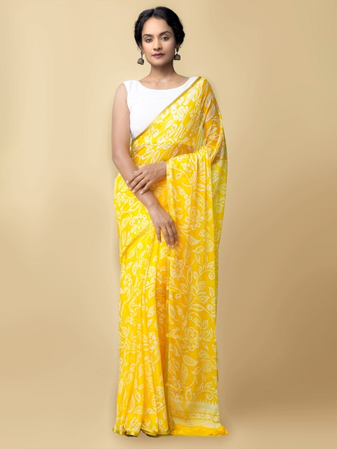 

Unnati Silks Women Yellow Printed Art Chiffon Saree