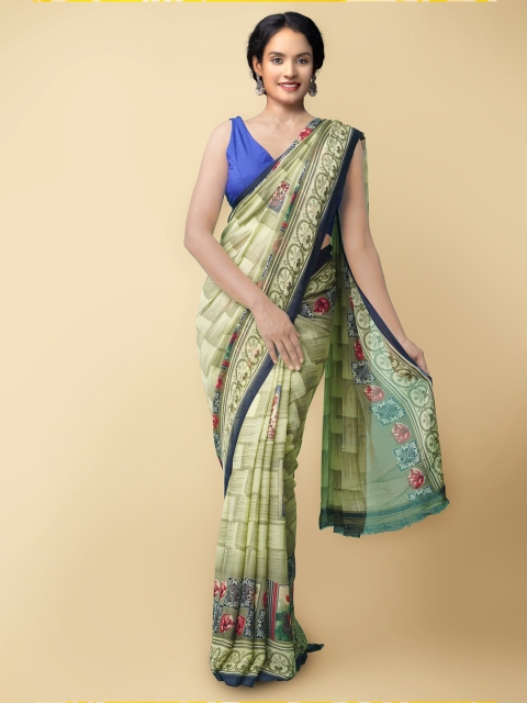 

Unnati Silks Women Green & Red Printed Georgette Saree