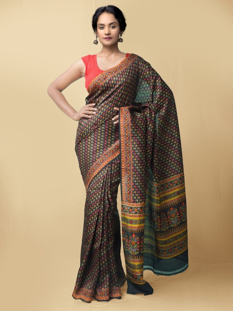 

Unnati Silks Women Black & Red Pure Handloom Bangalore Silk Sustainable Saree