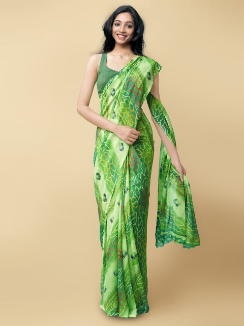

Unnati Silks Women Green & Red Printed Georgette Saree