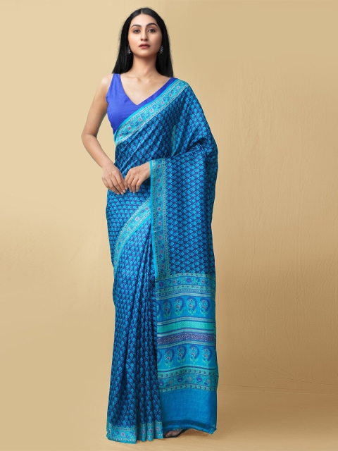 

Unnati Silks Women Blue Pure Handloom Bangalore Silk Sustainable Saree