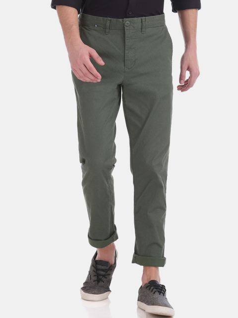 

Ruggers Men Green Printed Slim Fit Cotton Trousers