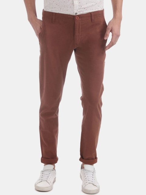 

Ruggers Men Rust Brown Slim Fit Chinos