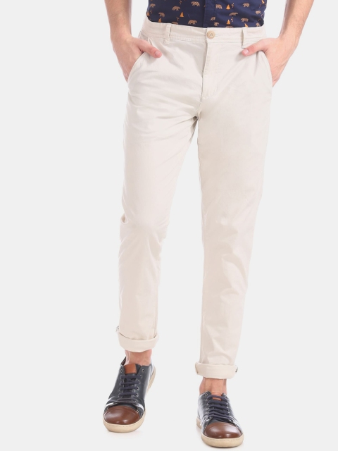 

Ruggers Men Beige Slim Fit Cotton Trousers