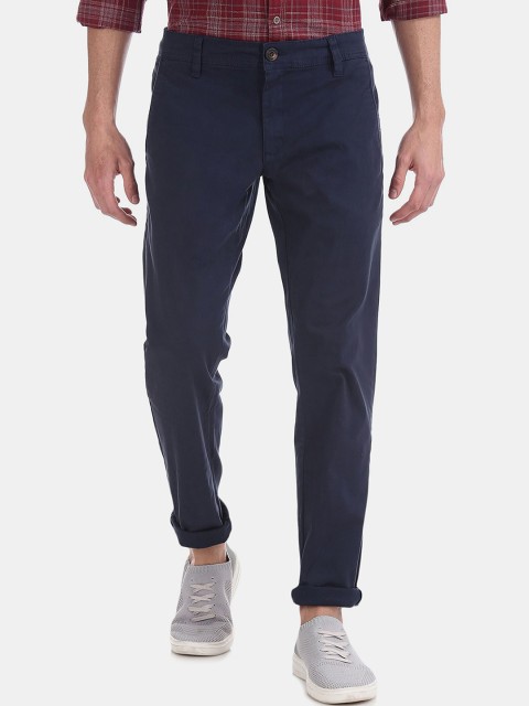

Ruggers Men Navy Blue Slim Fit Cotton Trousers