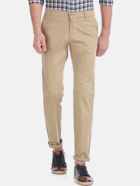 

Ruggers Men Beige Slim Fit Cotton Trousers