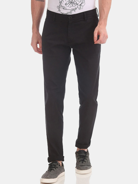 

Ruggers Men Black Slim Fit Cotton Trousers