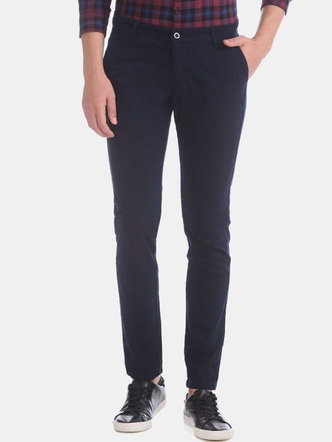 

Ruggers Men Navy Blue Slim Fit Trousers