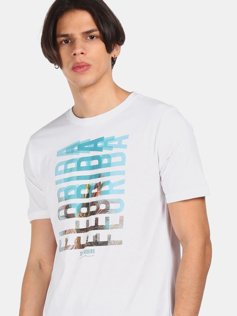 

Colt Men White Cotton Graphic Printed Raw Edge T-shirt