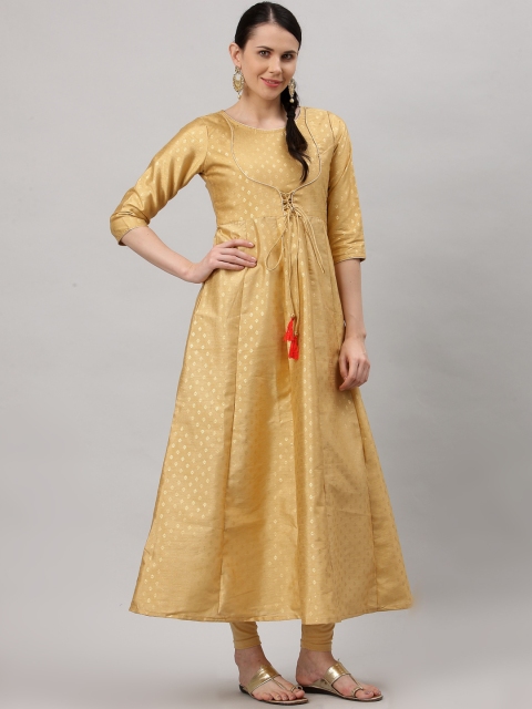

ALC Creations Women Gold-Toned Flared Sleeves Gotta Patti Anarkali Kurta