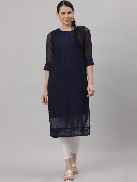 

ALC Creations Women Navy Blue Georgette Kurta