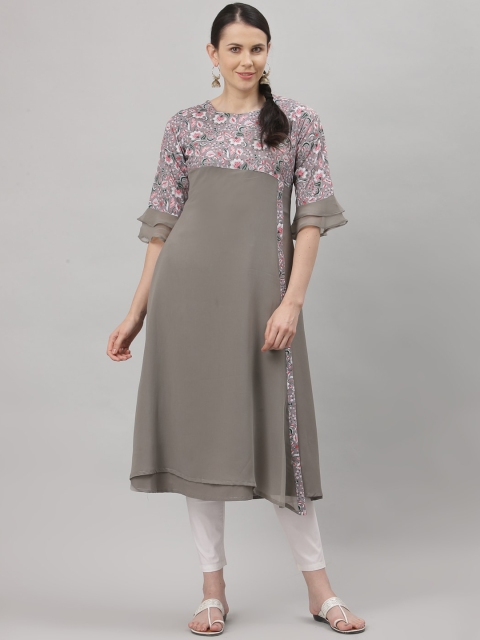 

ALC Creations Women Grey Floral Printed Kurta