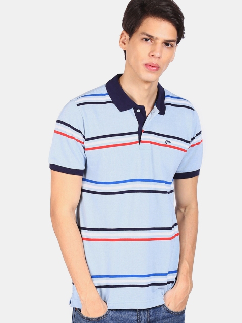 

Ruggers Men Blue & Red Striped Polo Collar T-shirt