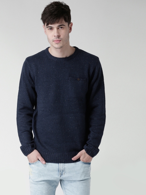 

BLEND Men Navy Patterned Sweater, Navy blue