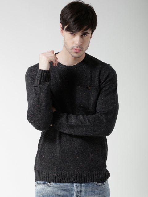 

BLEND Men Charcoal Grey Solid Sweater