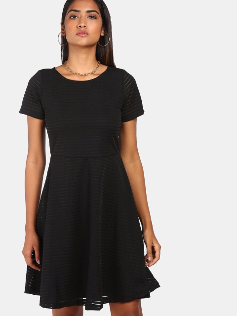 

Sugr Black Solid Fit & Flare Dress