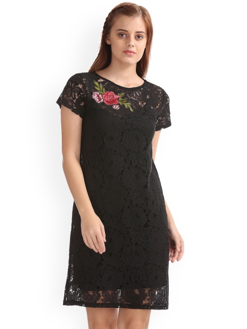 

Sugr Black & Red A-Line Lace Dress