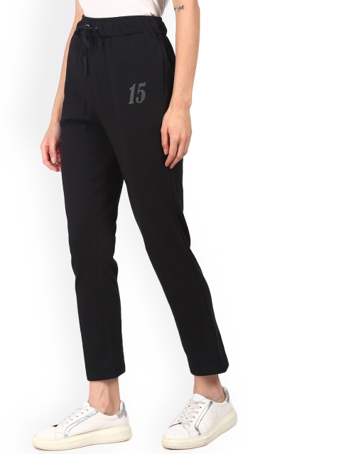 

Sugr Women Black Solid Cotton Track Pants