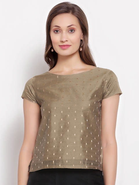 

Desi Weavess Grey Embellished Regular Top