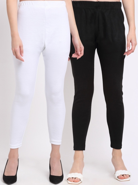

TAG 7 Women Pack of 2 Solid Ankle Length Leggings, Black
