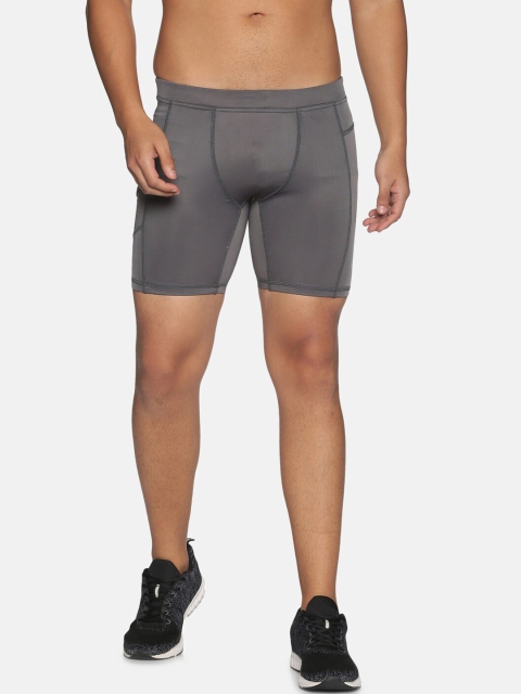 

AESTHETIC NATION Men Grey Skinny Fit Sports Shorts
