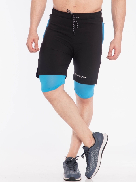 

AESTHETIC NATION Men Black Slim Fit Sports Shorts