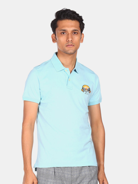 

Aeropostale Men Blue Polo Collar T-shirt