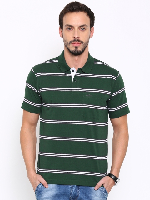 

Proline Men Green Striped Polo T-shirt