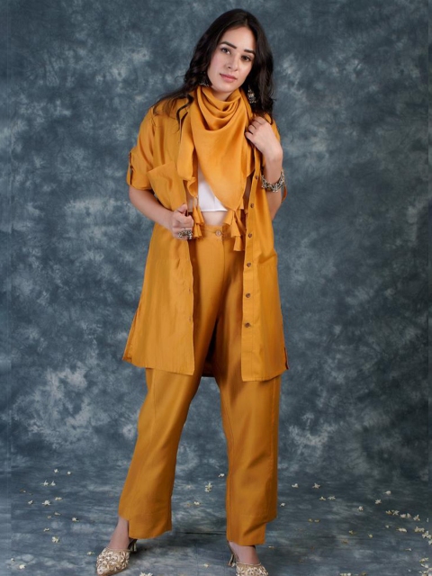 

Alaya By Stage3 Mustard Yellow Chanderi Cotton Kurti
