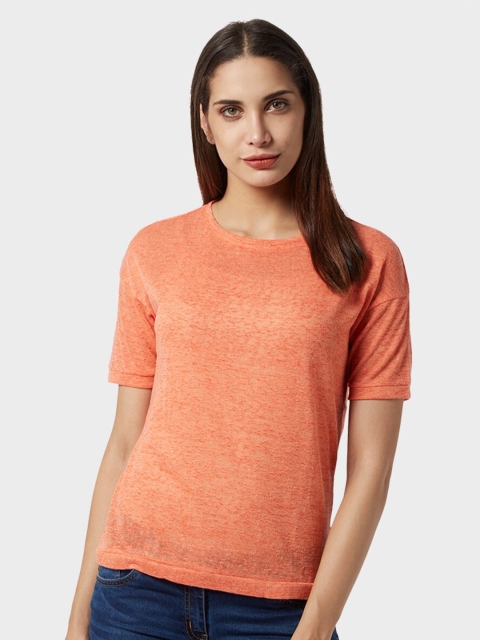 

Park Avenue Woman Women White Drop-Shoulder Sleeves Pockets T-shirt