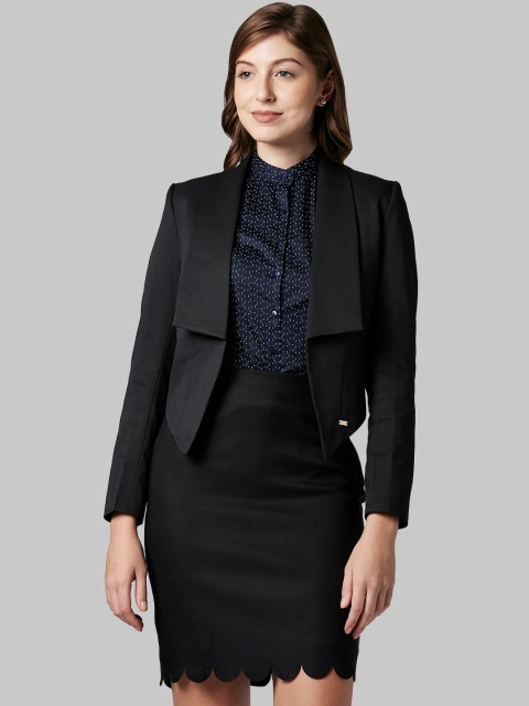 

Park Avenue Woman Women Black Self-Design Tuxedo Blazer