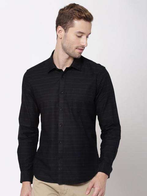 

AD By Arvind Men Black Horizontal Stripes Opaque Striped Casual Shirt