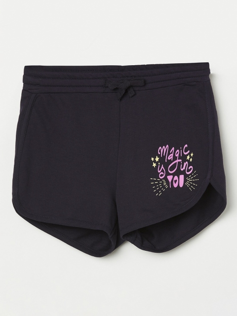 

Fame Forever by Lifestyle Girls Navy Blue Printed Pure Cotton Regular Shorts
