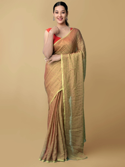 

Unnati Silks Women Olive Green Art Chiffon Saree