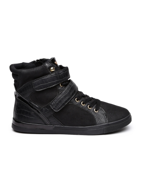 

Call It Spring Women Black Textured Busiago Mid-Top Slip-On Sneakers