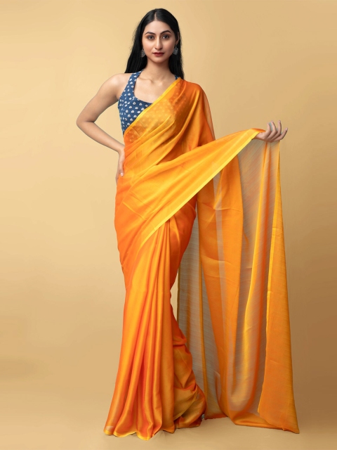 

Unnati Silks Orange Solid Art Chiffon Saree