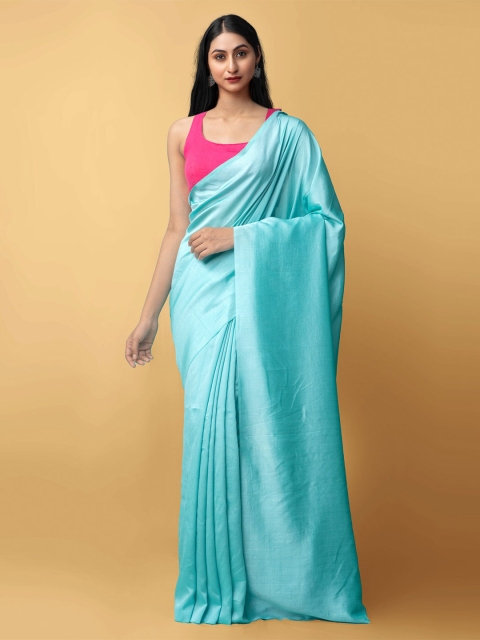 

Unnati Silks Blue Silk Blend Bhagalpuri Saree