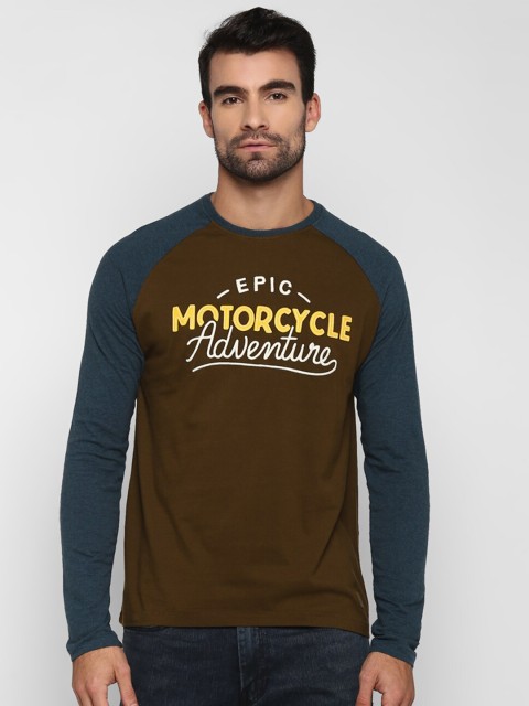 

Royal Enfield Men Multicoloured Typography Colourblocked Drop-Shoulder Sleeves Applique T-shirt, Multi